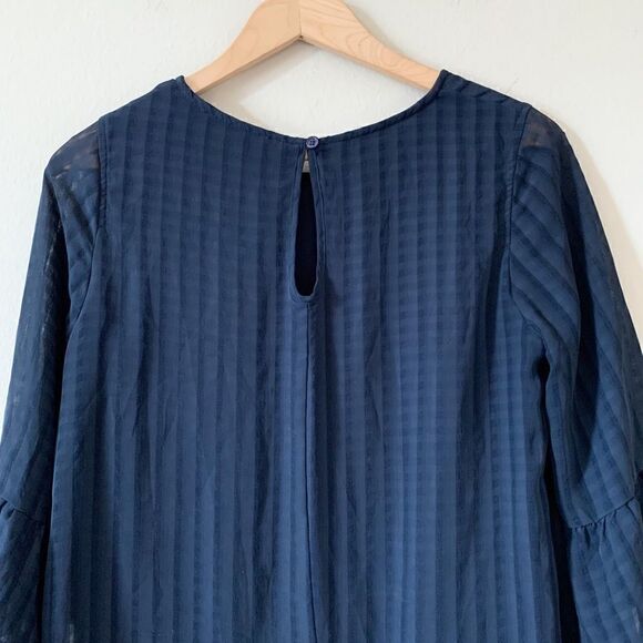 Lulu’s Better Than Ever Navy Blue Flounce Sleeve Shift Mini Dress - Picture 7 of 9